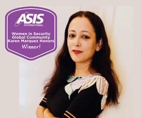 Distinguished recognition for Vashita Mehra: ASIS- Women In Security Global Community Karen Marquez Honors 2023