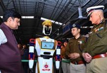 Humanoid robot at Visakhapatnam Railway Station for passenger safety