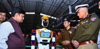 Humanoid robot at Visakhapatnam Railway Station for passenger safety