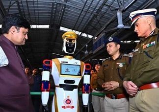 Humanoid robot at Visakhapatnam Railway Station for passenger safety