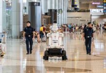 Police robots go on patrol at Singapore airport
